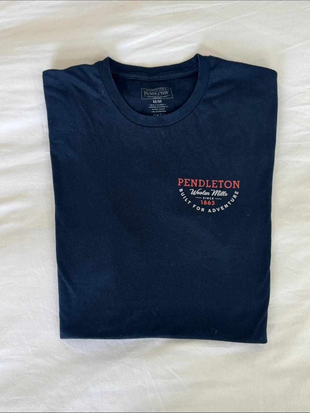 Pendleton Navy Short Sleeve Tee with Red Chest Logo